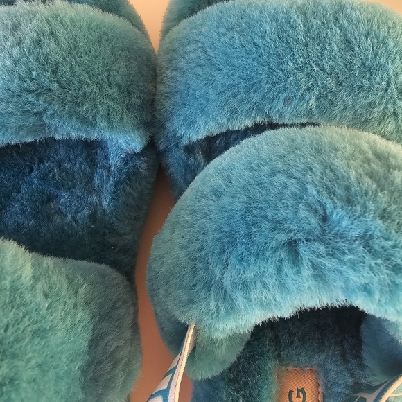 NWOT  Women Oh Yeah Slingback  Iconic fluffy Slipper Size 8 Aquatic Blue Color - Picture 8 of 8